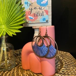 Copper Strung Blue Earrings